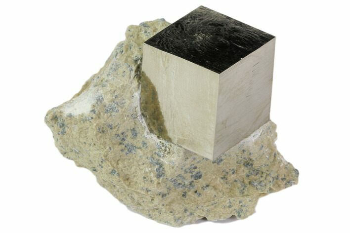 Natural Pyrite Cube In Rock From Spain #82085